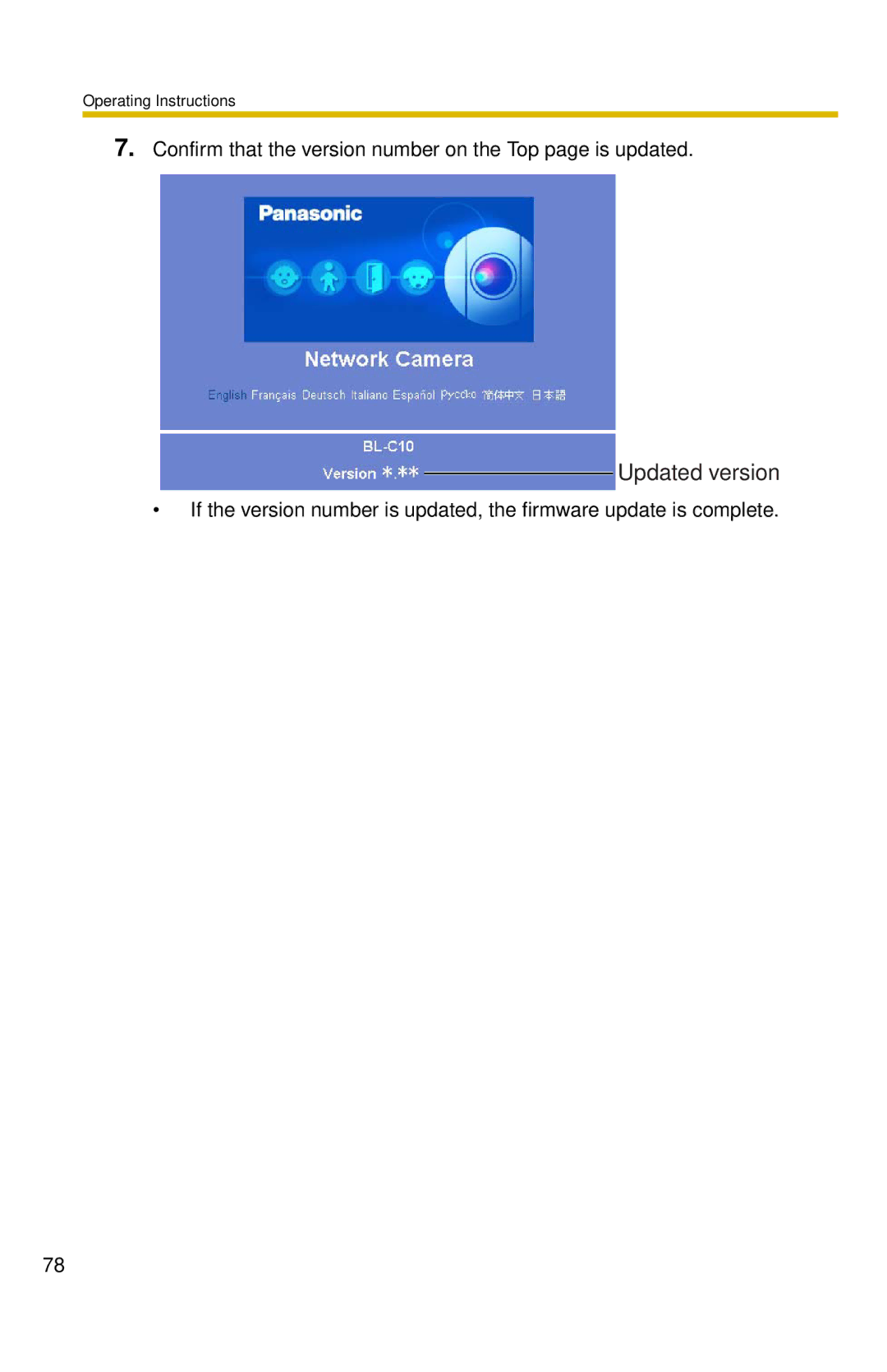 Panasonic BL-C10 operating instructions Updated version 