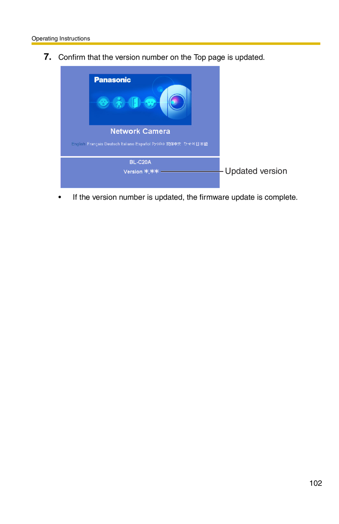 Panasonic BL-C1A, BL-C20A operating instructions Updated version 