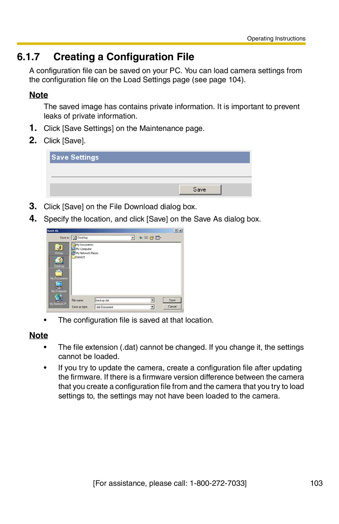 Panasonic BL-C20A, BL-C1A operating instructions Creating a Configuration File 