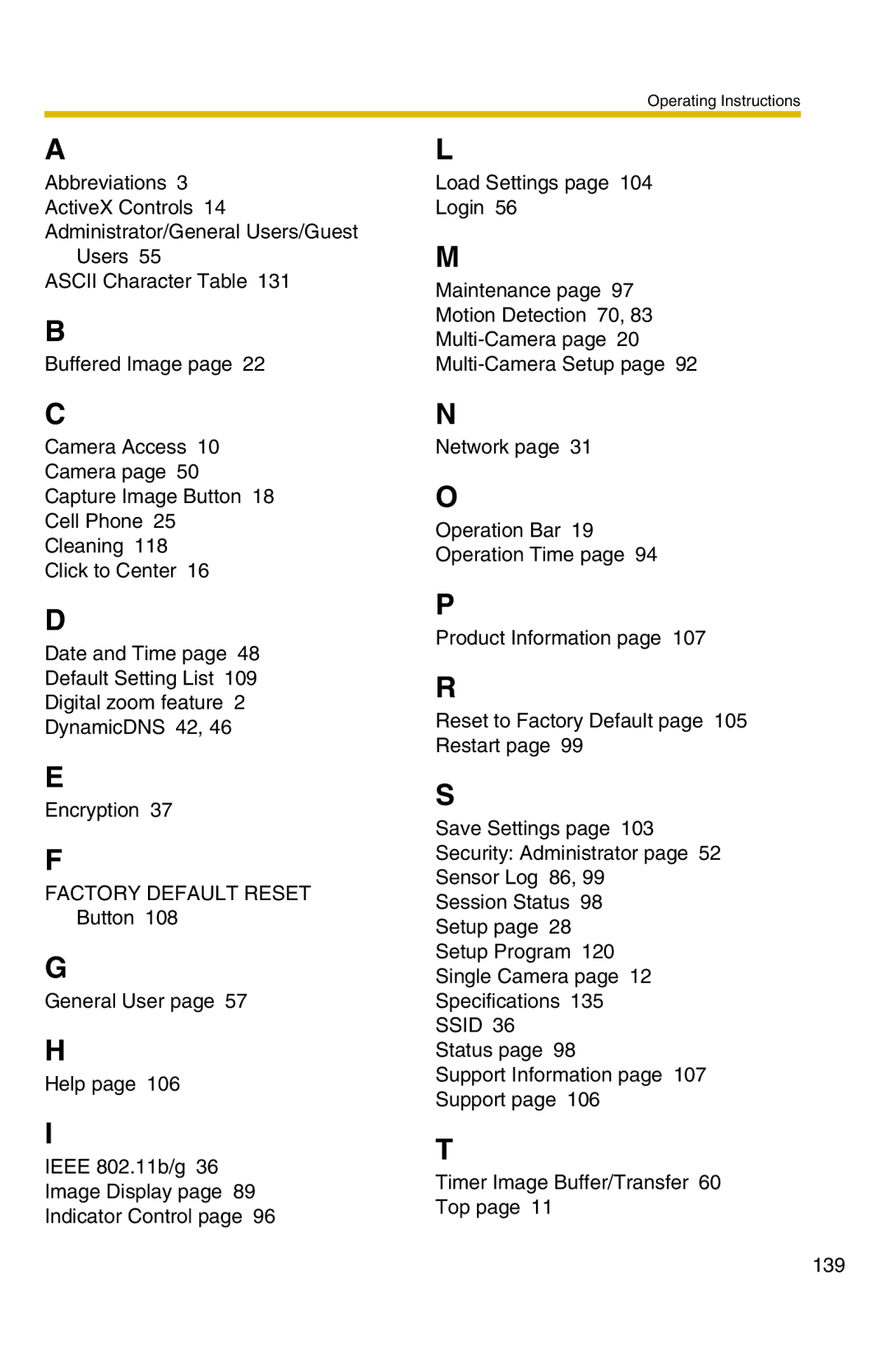 Panasonic BL-C20A, BL-C1A operating instructions Operating Instructions 