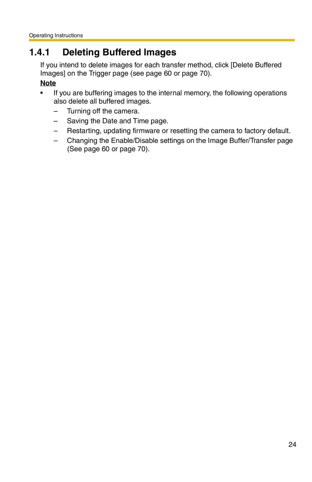 Panasonic BL-C1A, BL-C20A operating instructions Deleting Buffered Images 