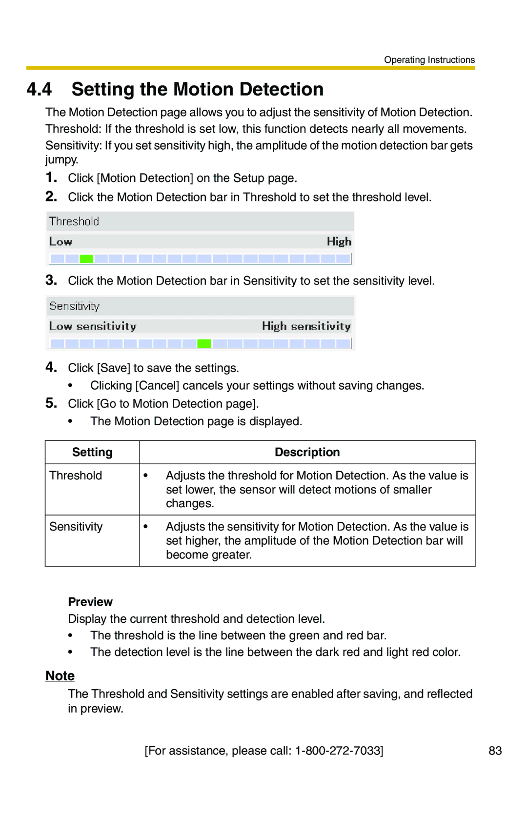 Panasonic BL-C20A, BL-C1A operating instructions Setting the Motion Detection, Preview 