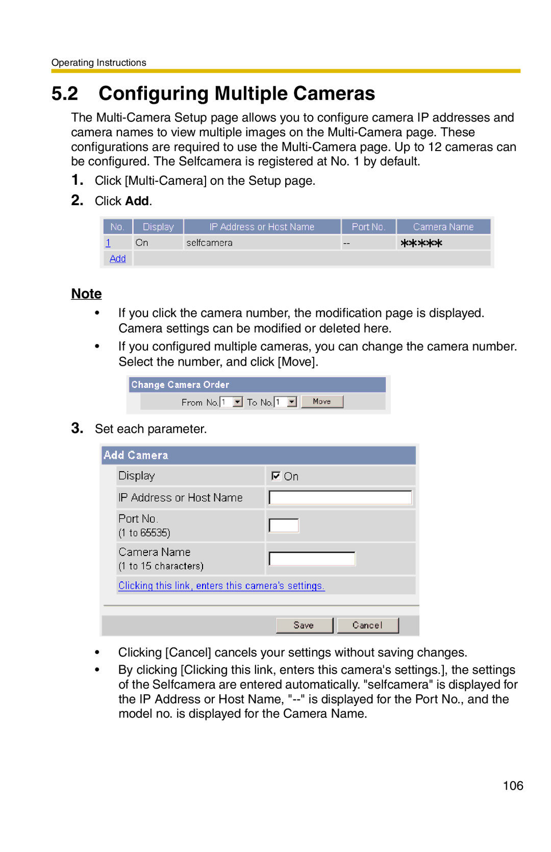 Panasonic BL-C20 operating instructions Configuring Multiple Cameras 