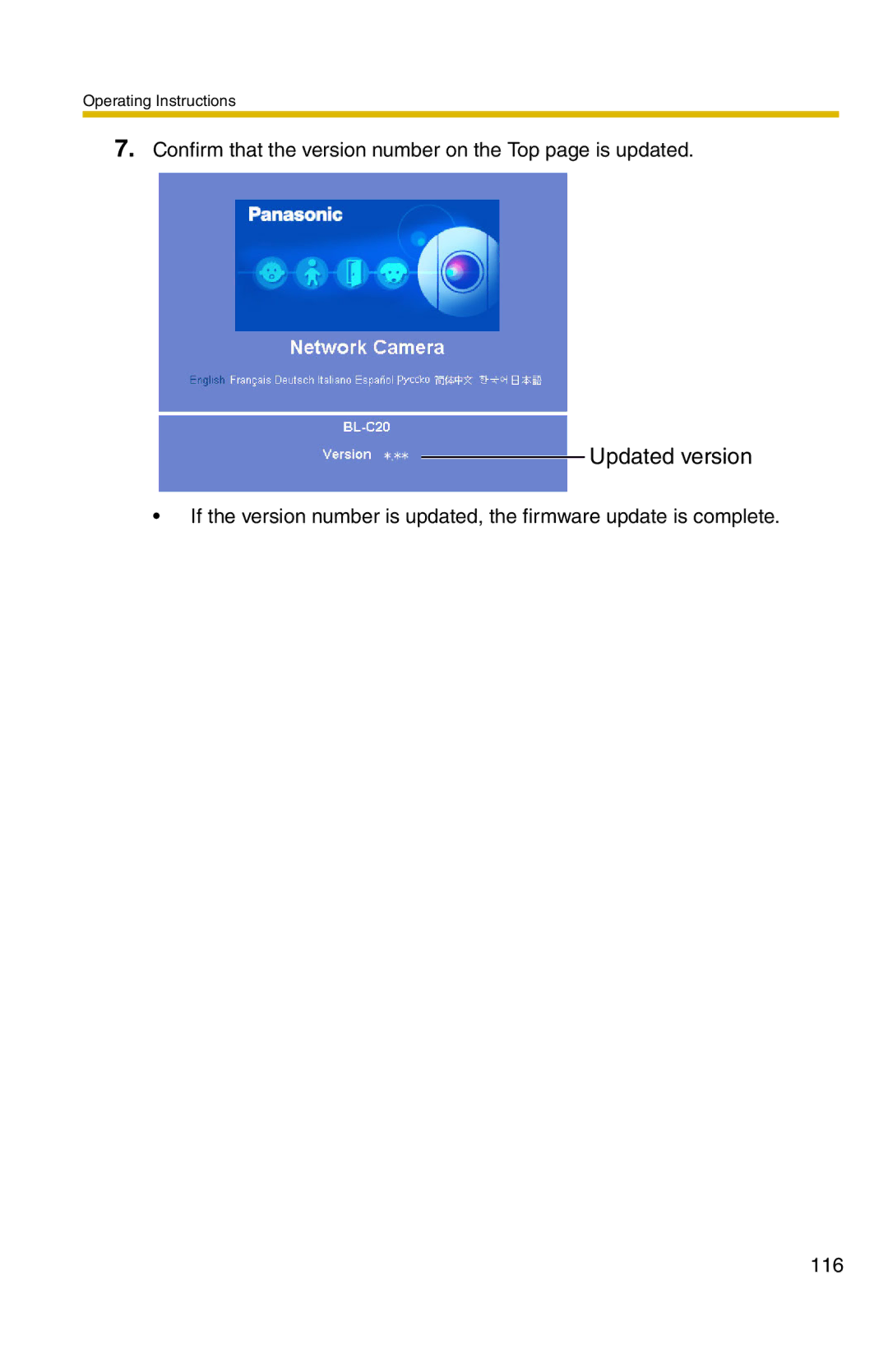 Panasonic BL-C20 operating instructions Updated version 