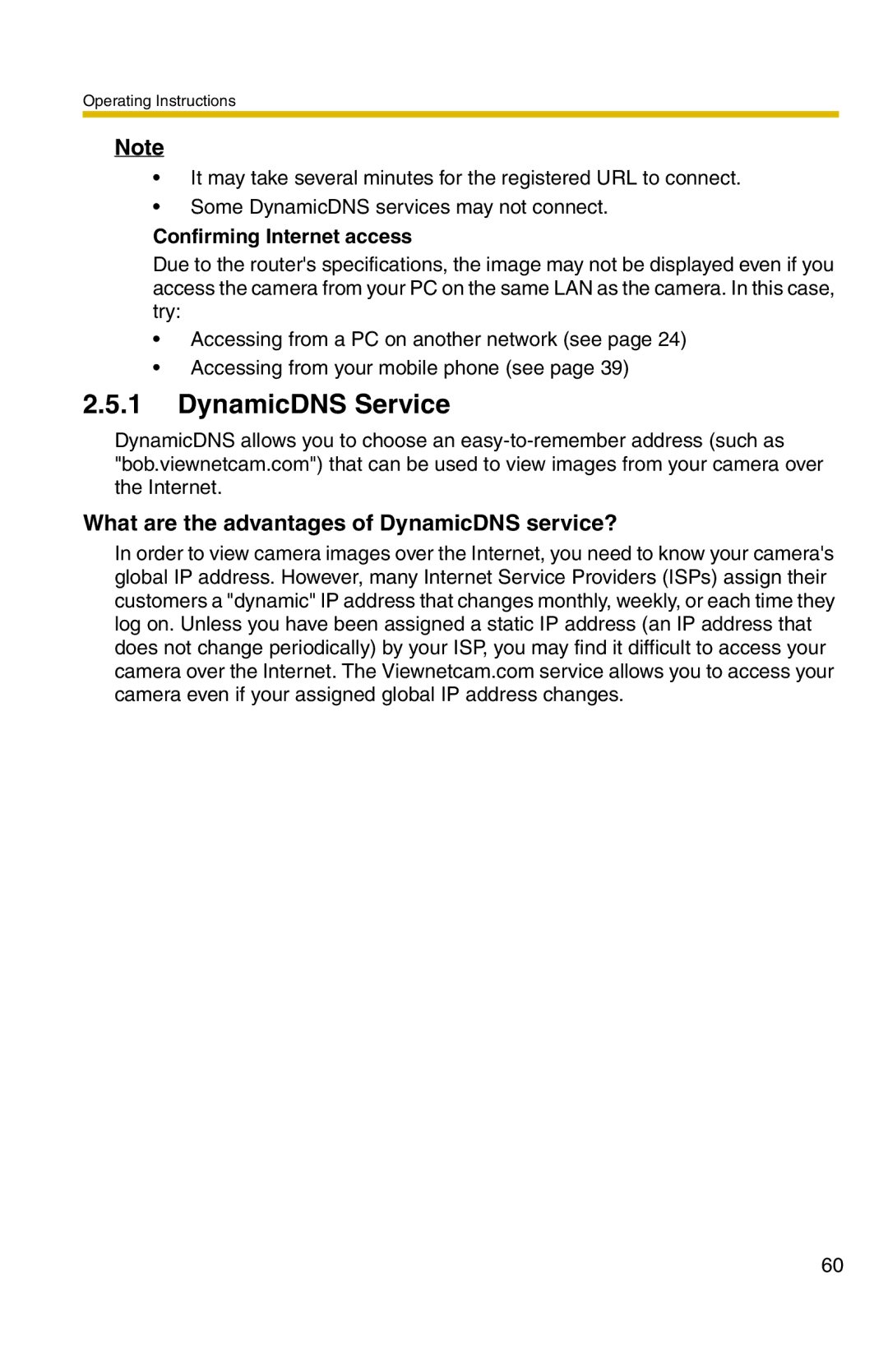 Panasonic BL-C20 operating instructions DynamicDNS Service, What are the advantages of DynamicDNS service? 