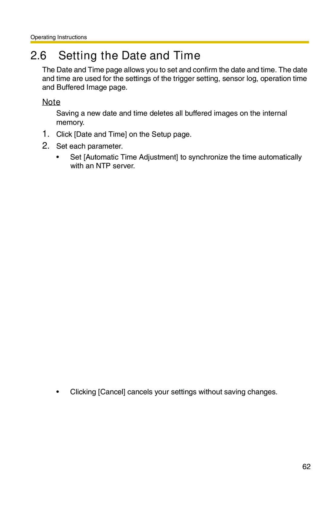 Panasonic BL-C20 operating instructions Setting the Date and Time 