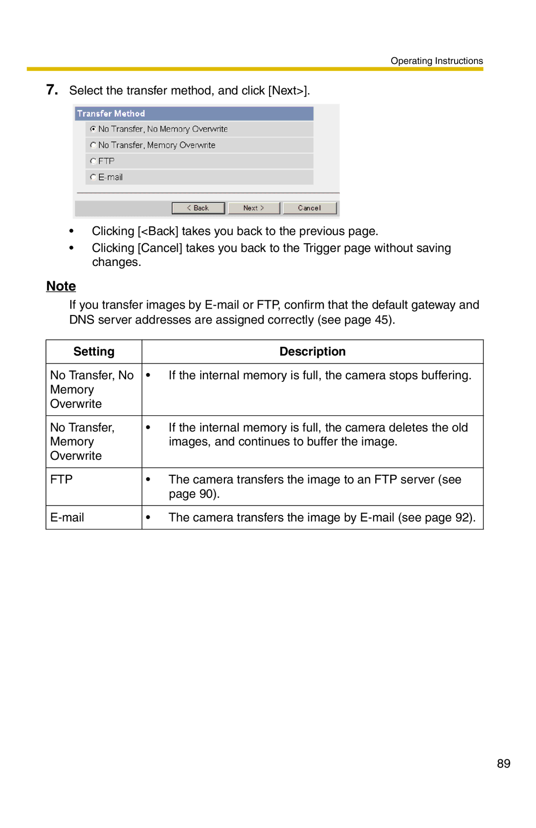 Panasonic BL-C20 operating instructions Ftp 