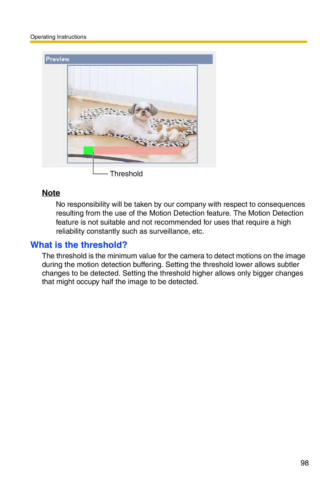 Panasonic BL-C20 operating instructions What is the threshold? 