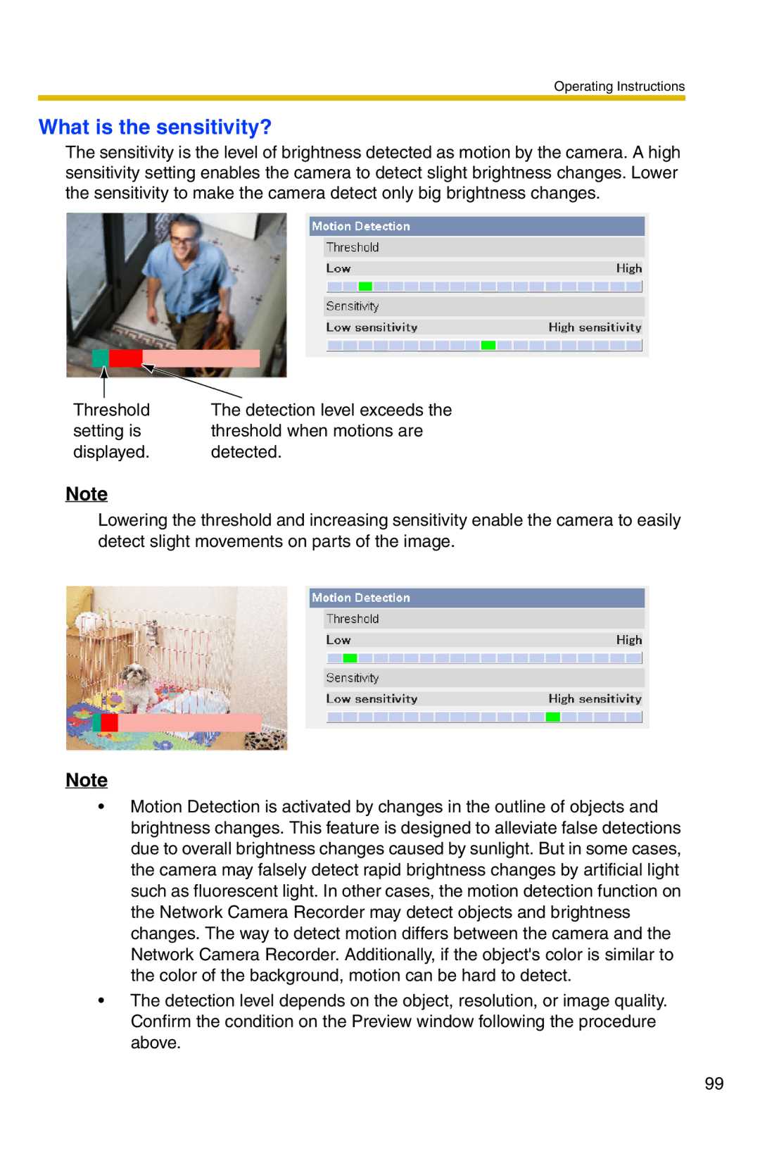 Panasonic BL-C20 operating instructions What is the sensitivity? 