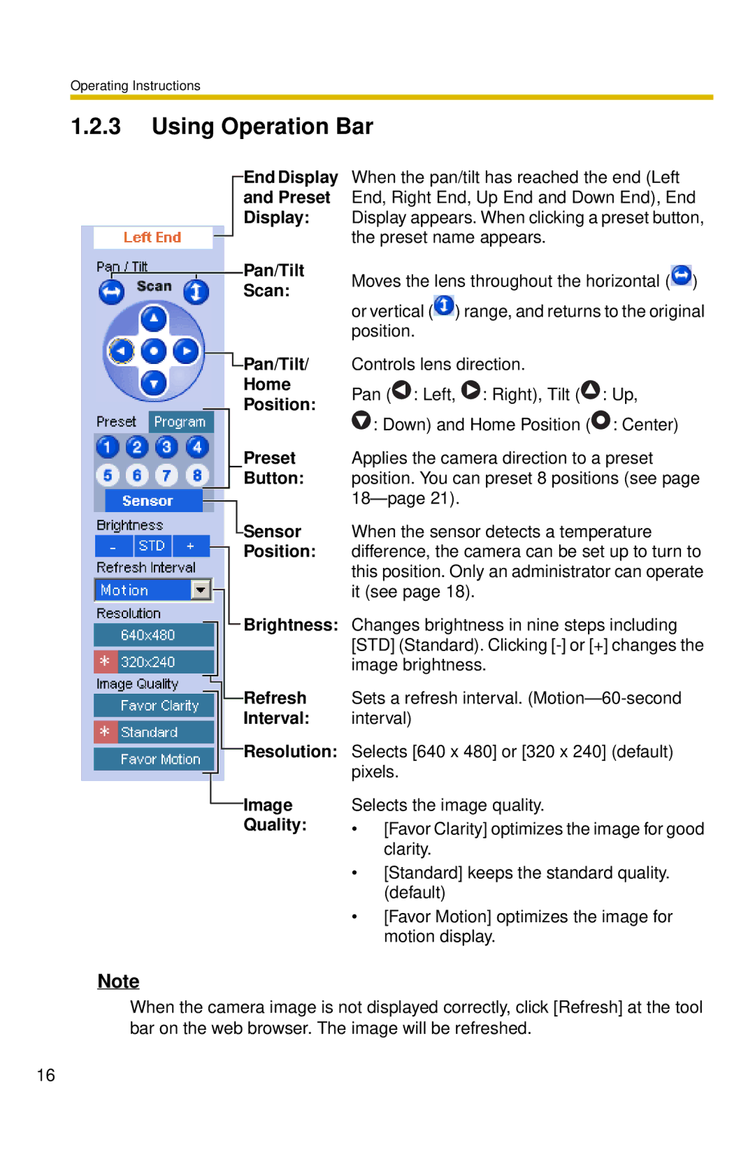 Panasonic BL-C30 operating instructions Using Operation Bar 