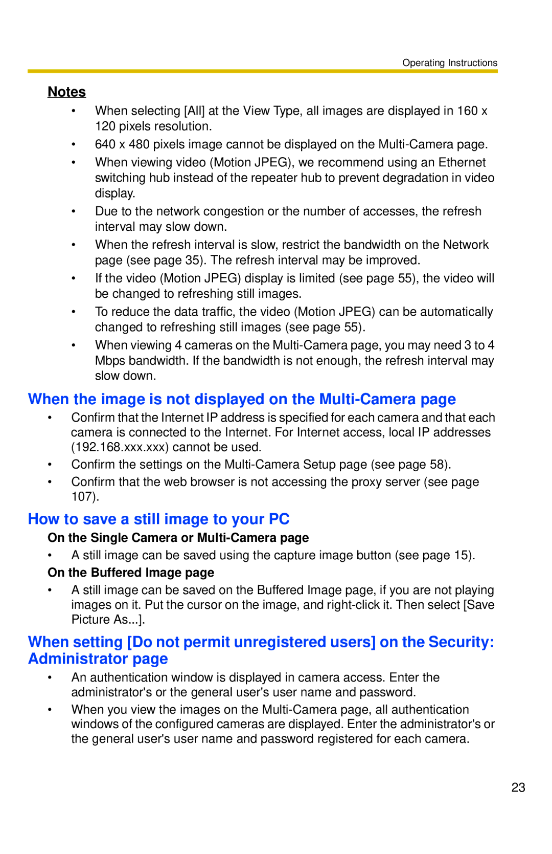 Panasonic BL-C30 When the image is not displayed on the Multi-Camera, How to save a still image to your PC 