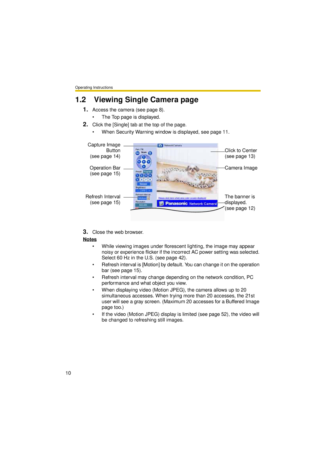 Panasonic BL-C30A operating instructions Viewing Single Camera 