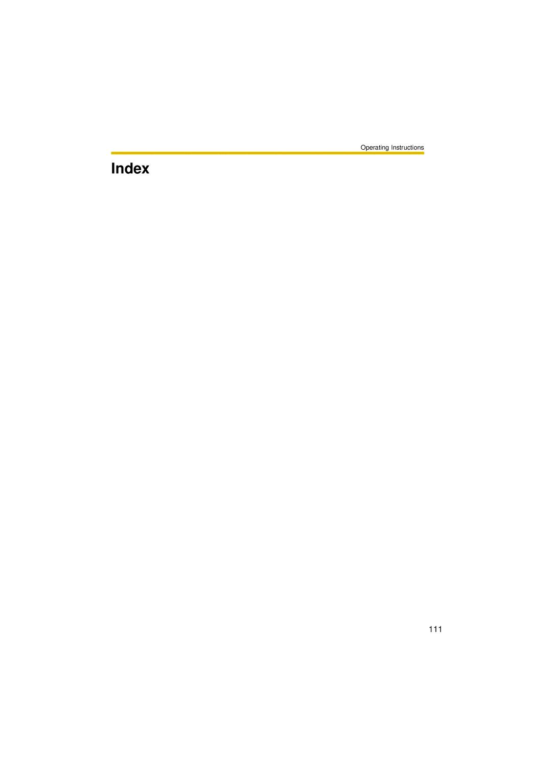 Panasonic BL-C30A operating instructions Index 