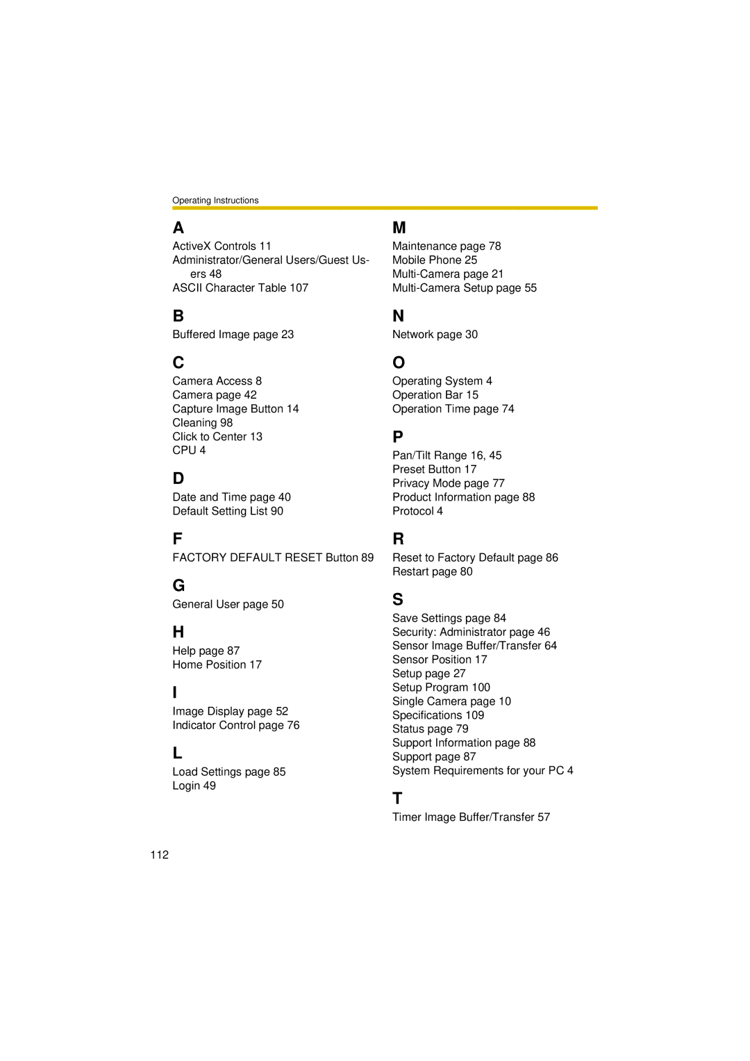 Panasonic BL-C30A operating instructions Multi-Camera Setup 