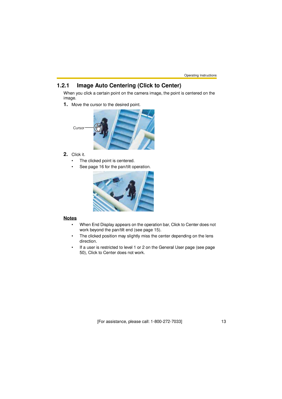 Panasonic BL-C30A operating instructions Image Auto Centering Click to Center 