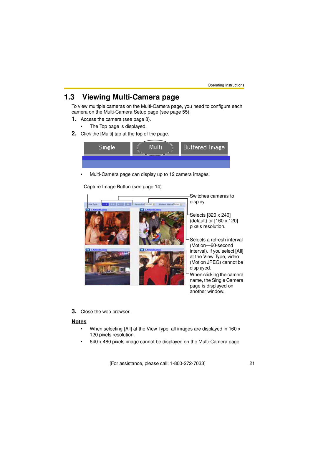 Panasonic BL-C30A operating instructions Viewing Multi-Camera 