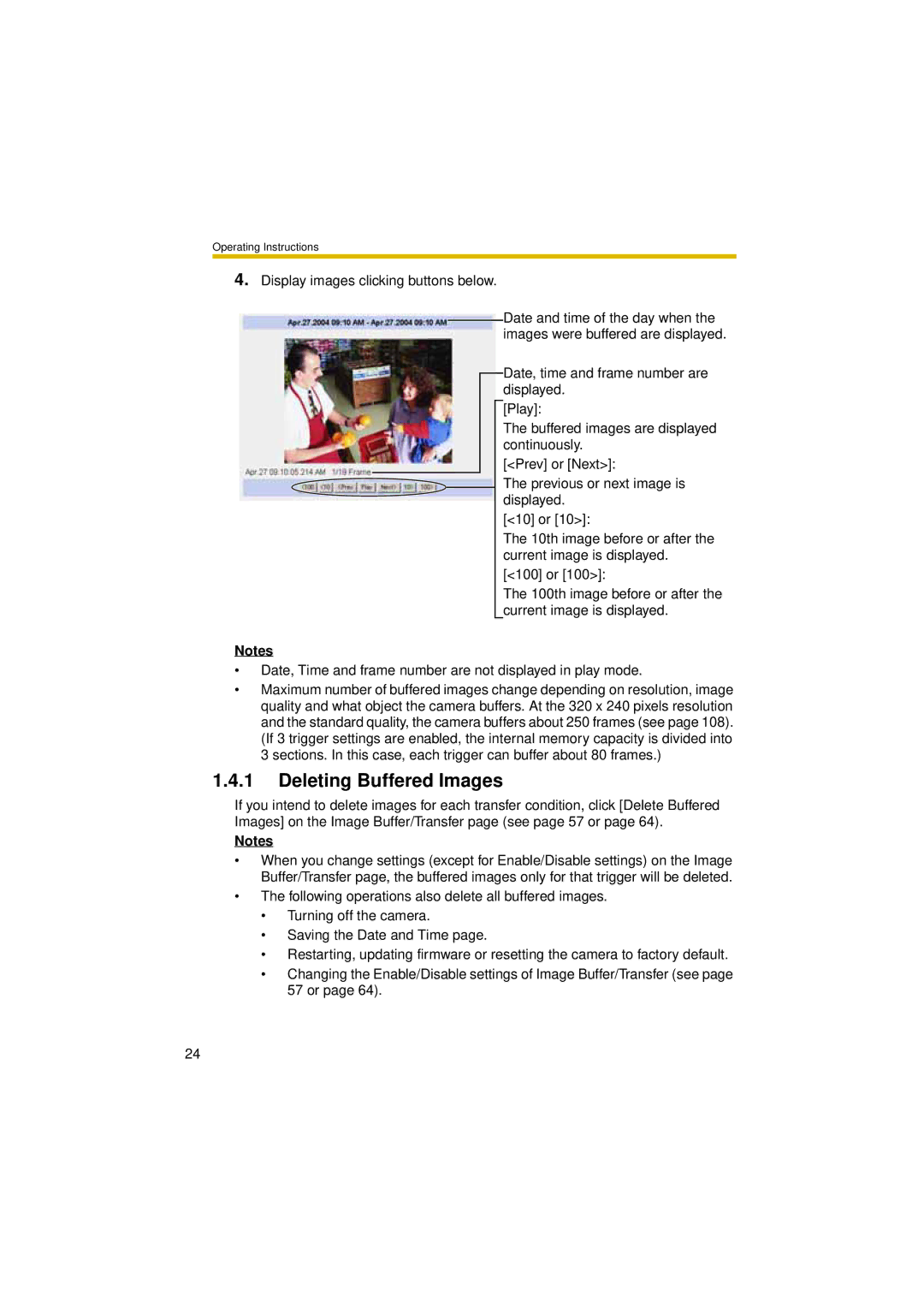 Panasonic BL-C30A operating instructions Deleting Buffered Images 