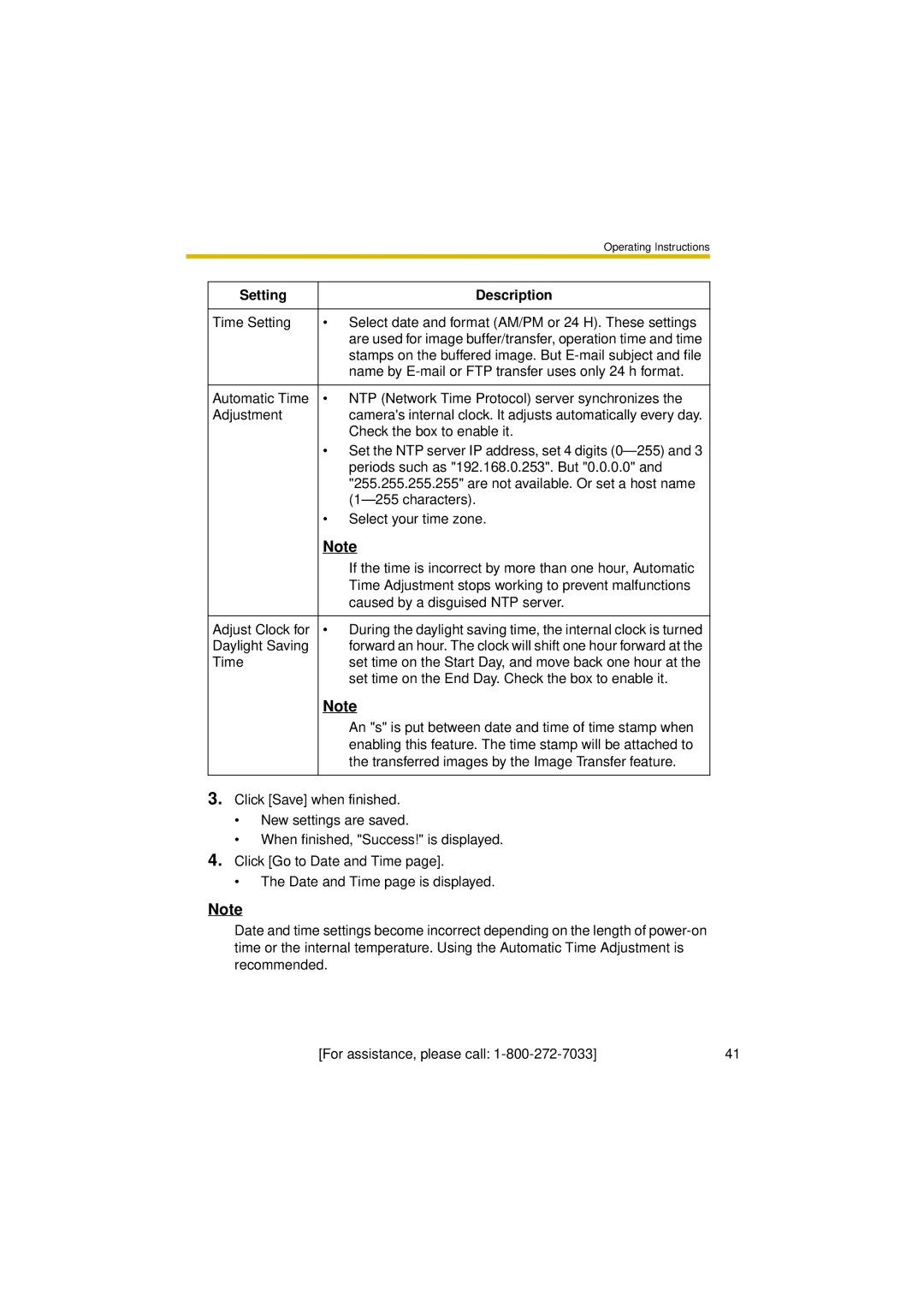 Panasonic BL-C30A operating instructions Name by E-mail or FTP transfer uses only 24 h format 