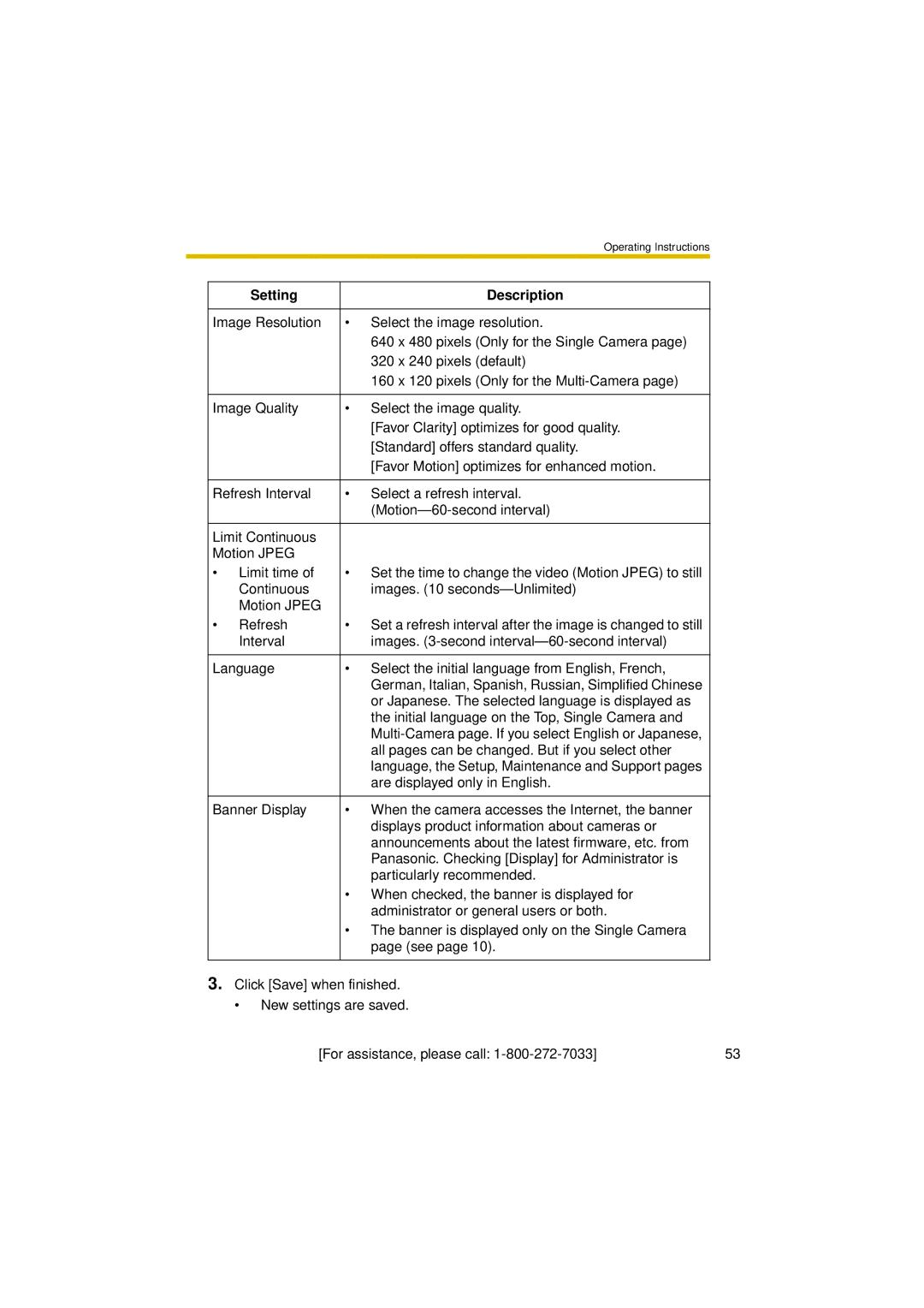 Panasonic BL-C30A operating instructions Or Japanese. The selected language is displayed as 