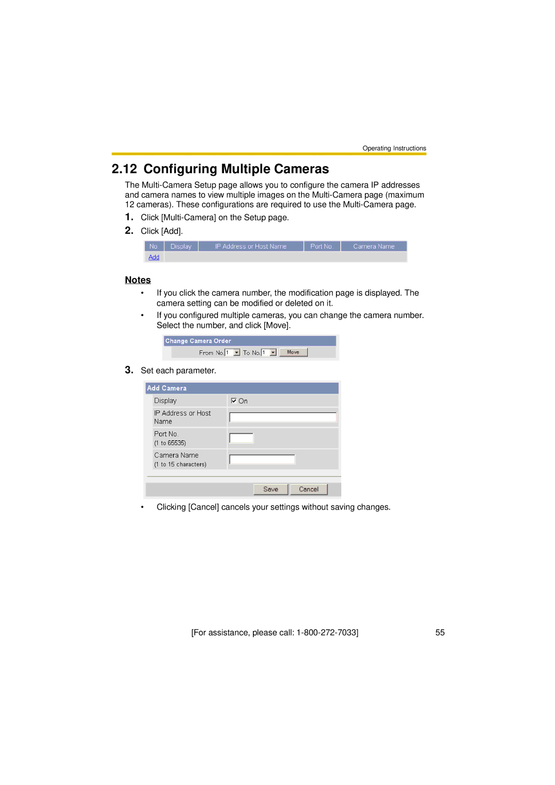 Panasonic BL-C30A operating instructions Configuring Multiple Cameras 