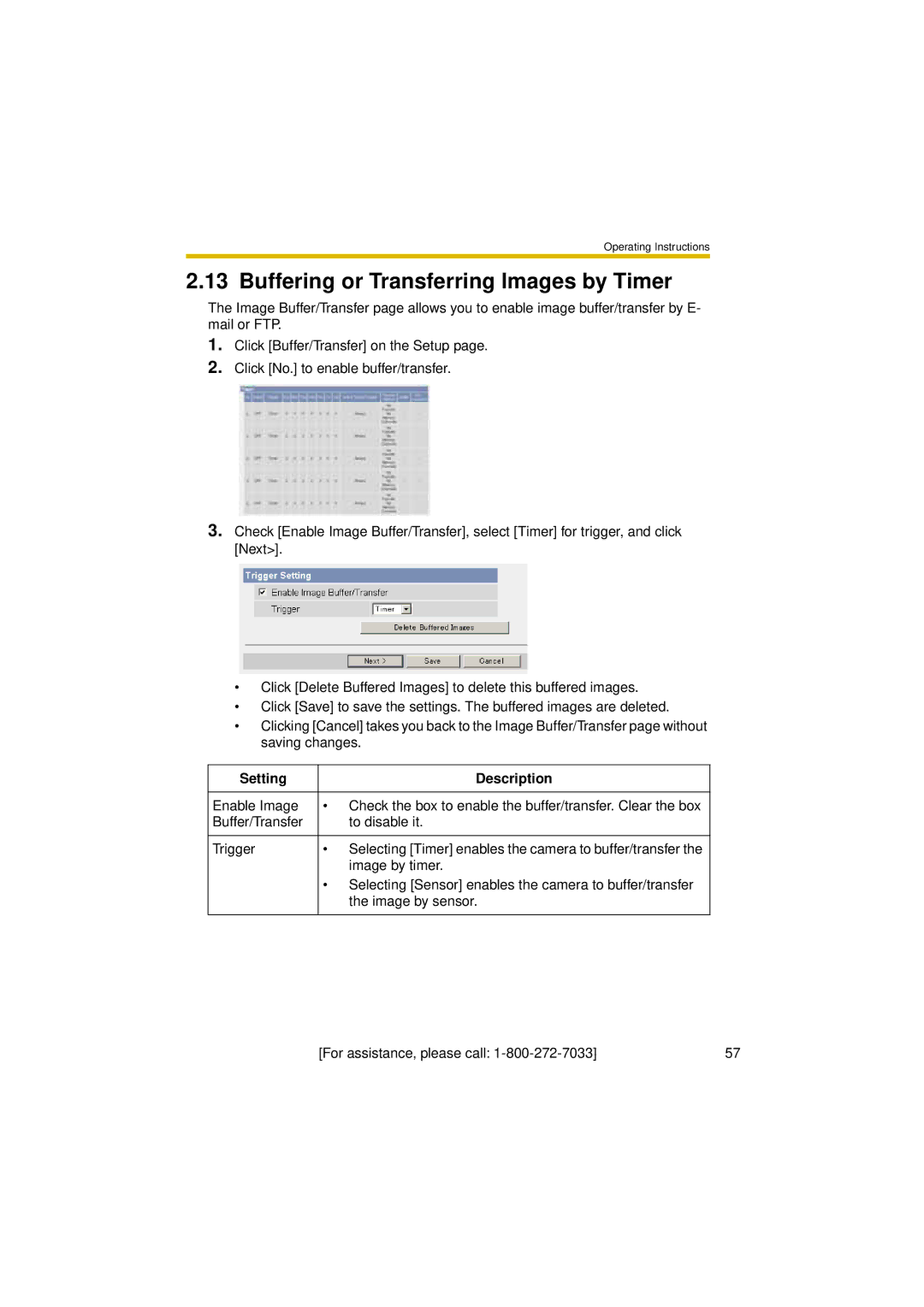 Panasonic BL-C30A operating instructions Buffering or Transferring Images by Timer 