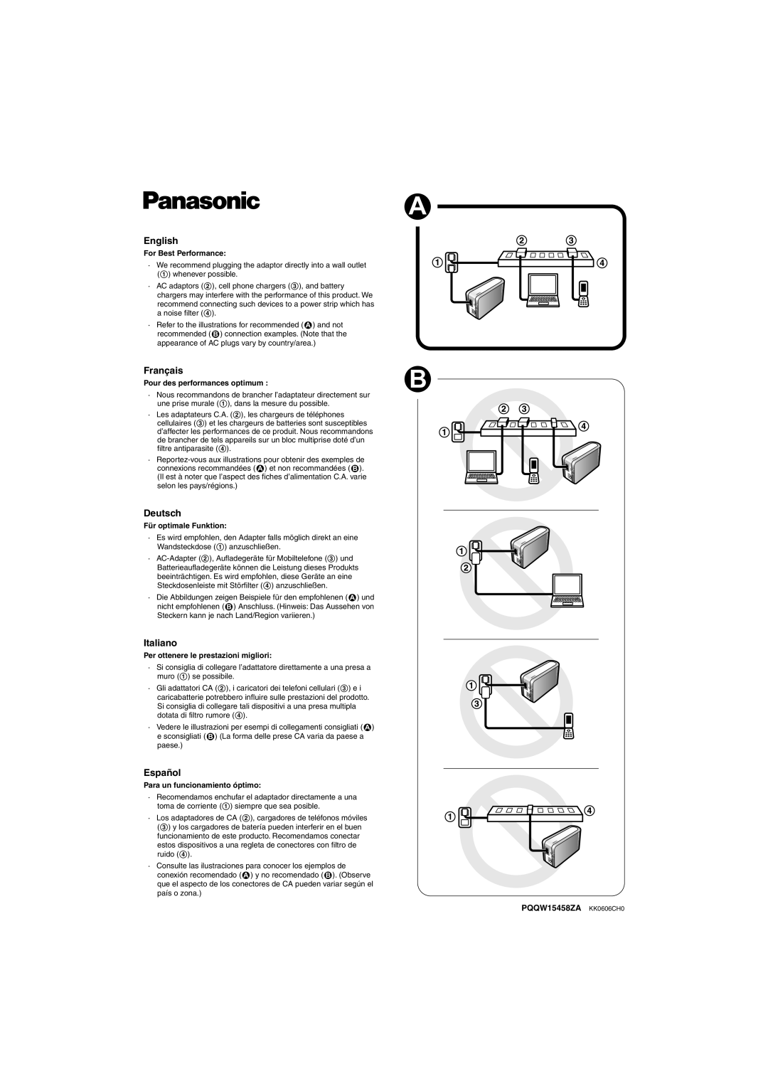 Panasonic BL-PA100KTCE manual English, Français, Deutsch, Italiano, Español 