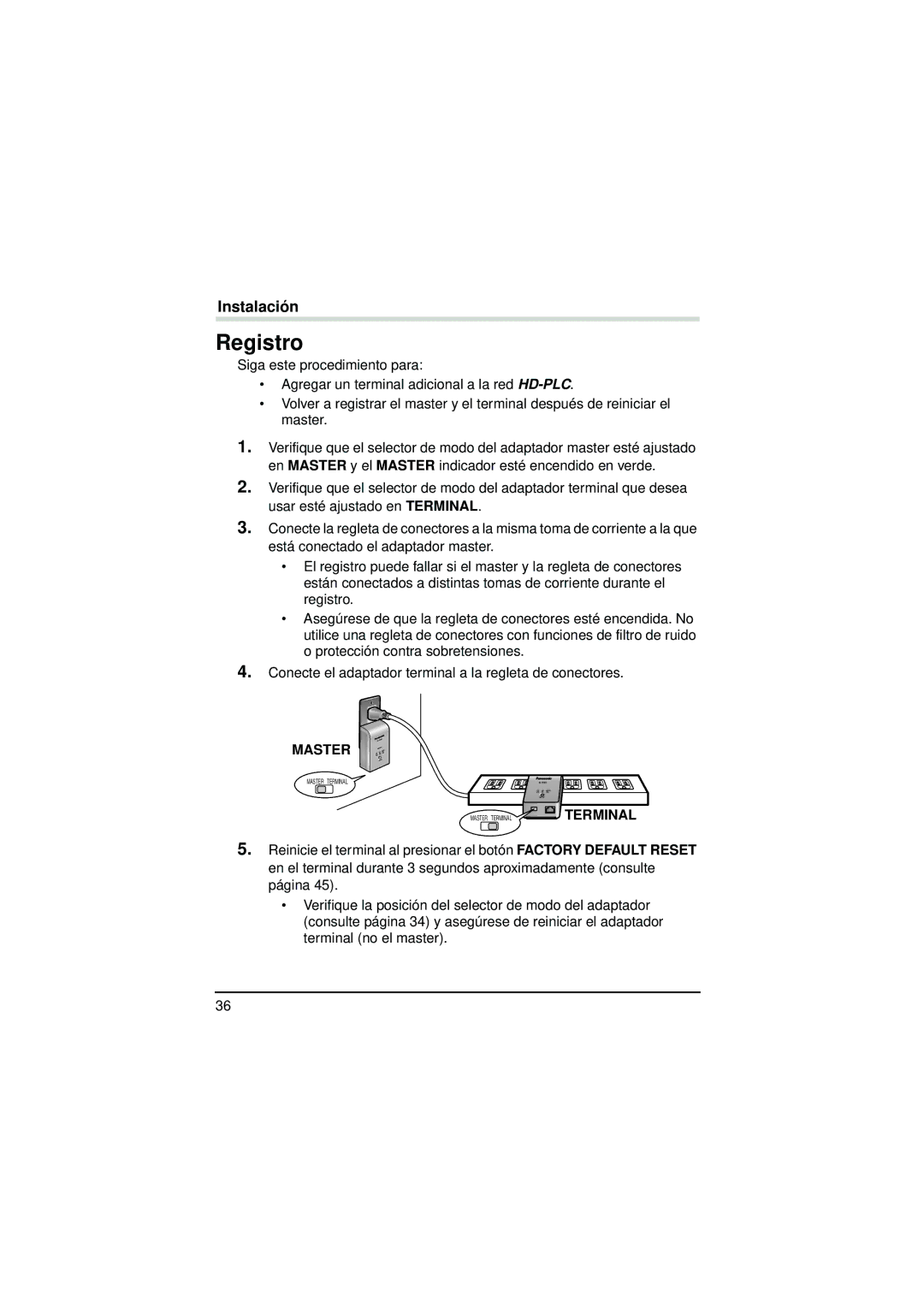 Panasonic BL-PA300A operating instructions Registro 