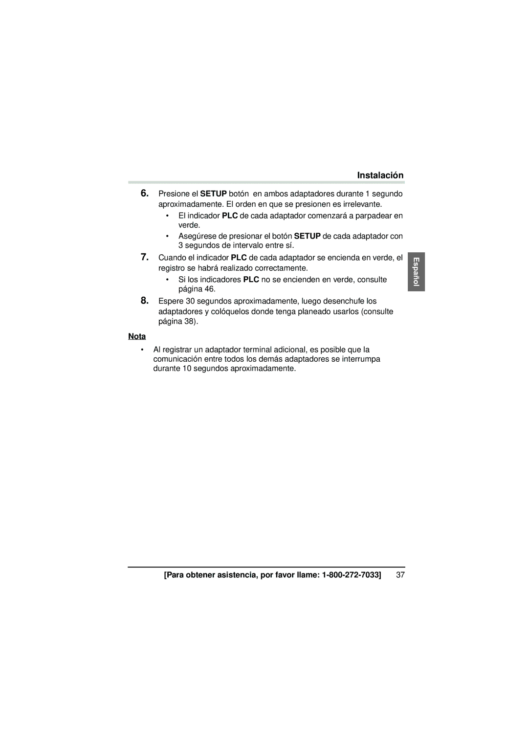 Panasonic BL-PA300A operating instructions Nota 