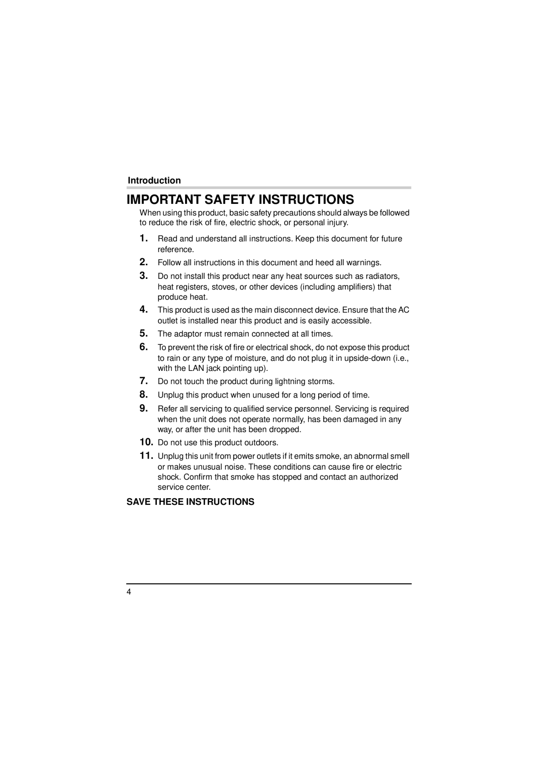 Panasonic BL-PA300A operating instructions Important Safety Instructions 