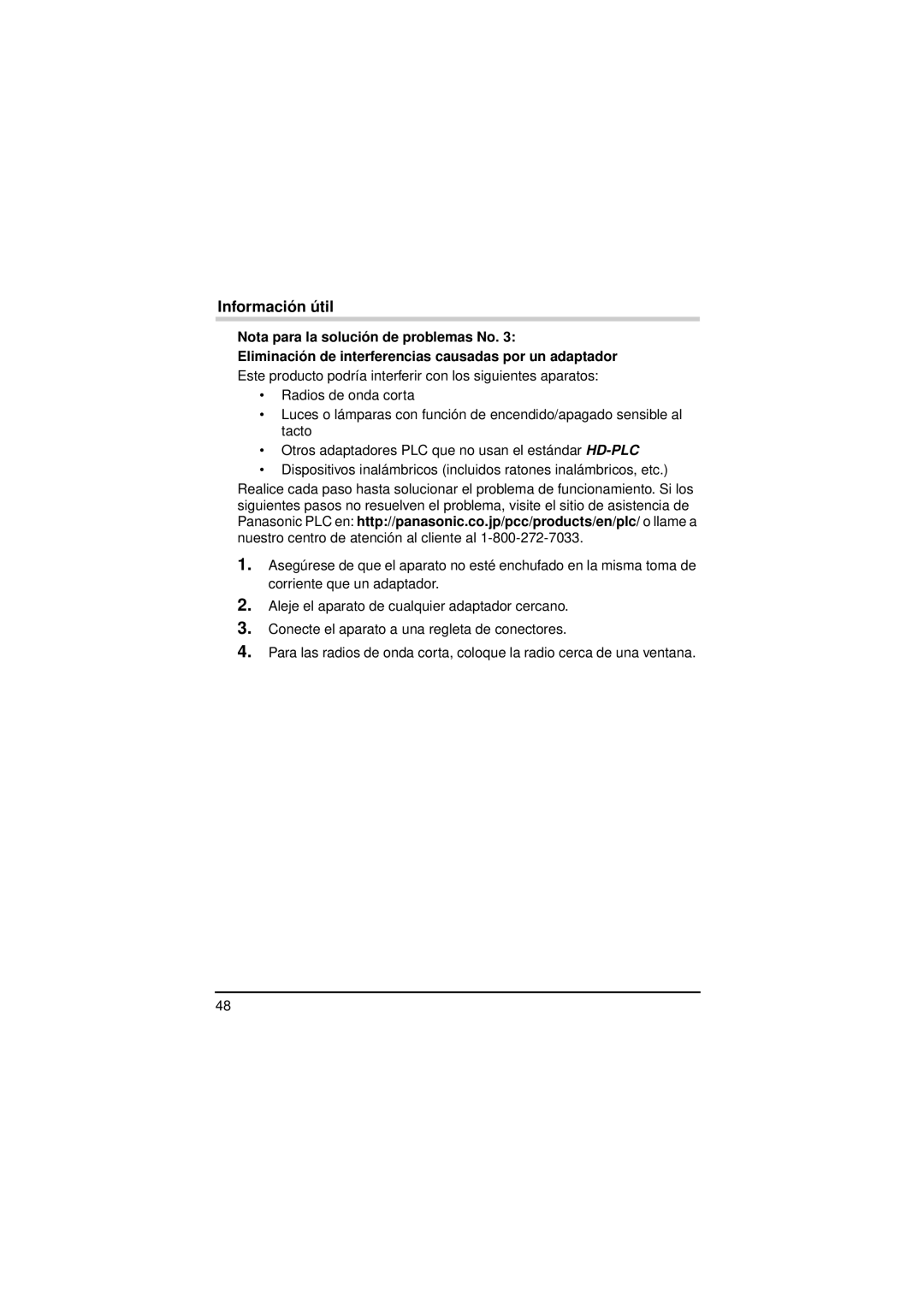 Panasonic BL-PA300A operating instructions Información útil 