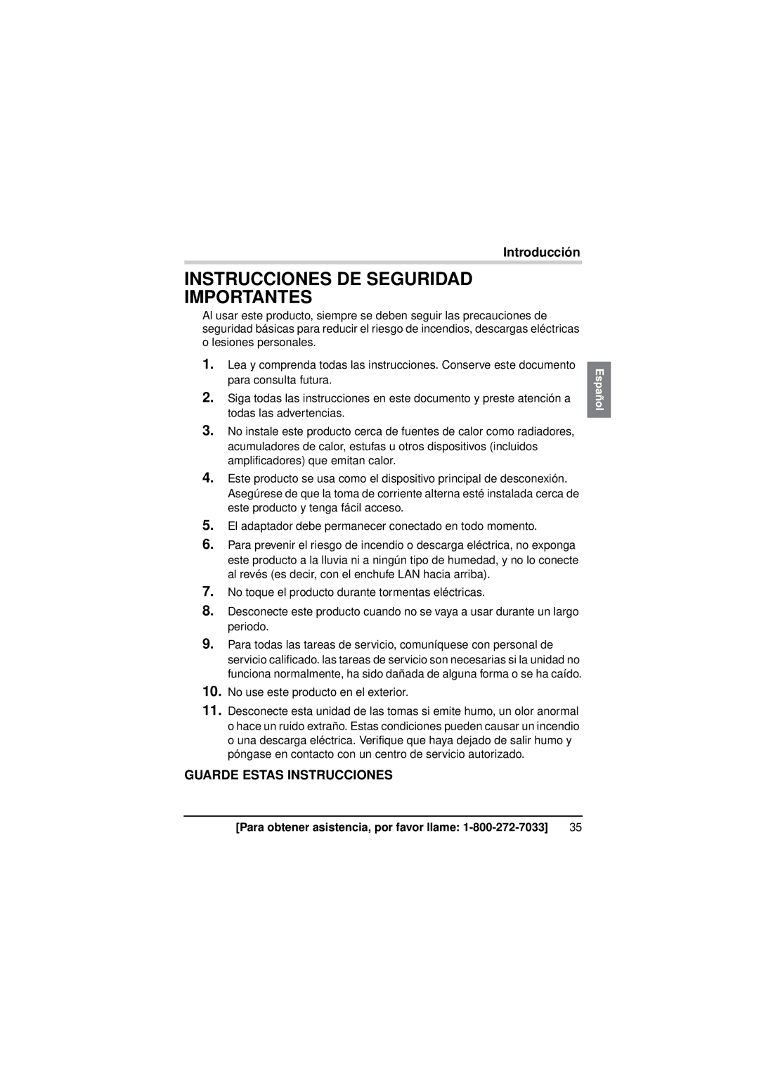 Panasonic BL-PA300KTA warranty Instrucciones DE Seguridad Importantes 