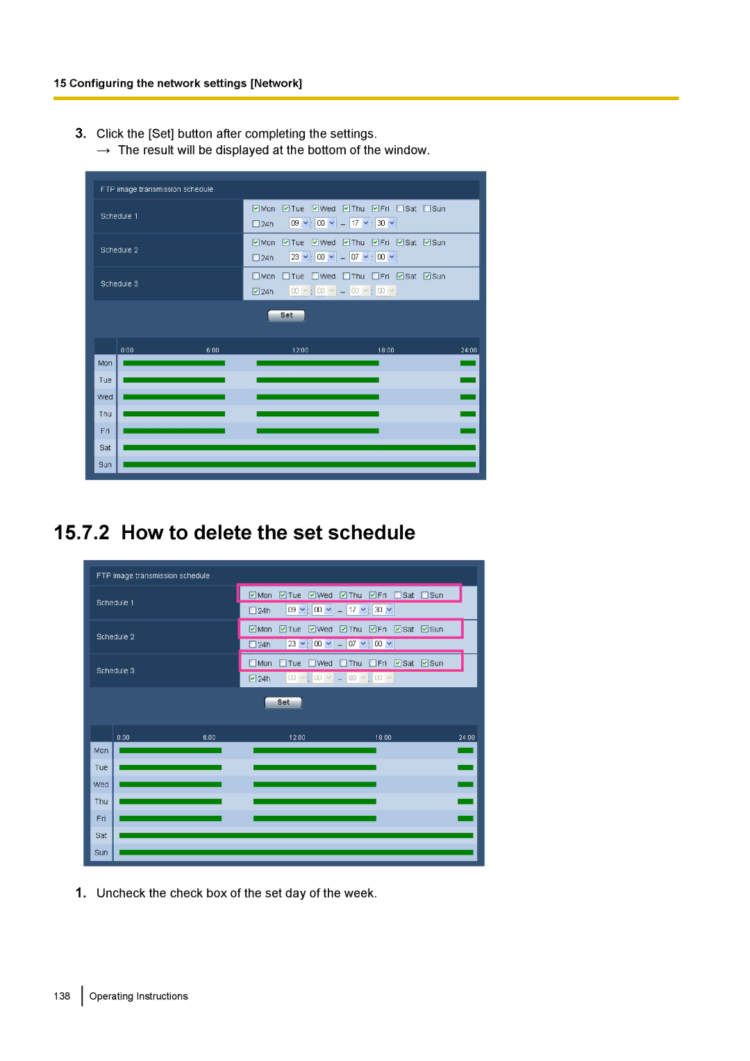 Panasonic BL-VP104W, BL-VT164W, BL-VP100 manual How to delete the set schedule 