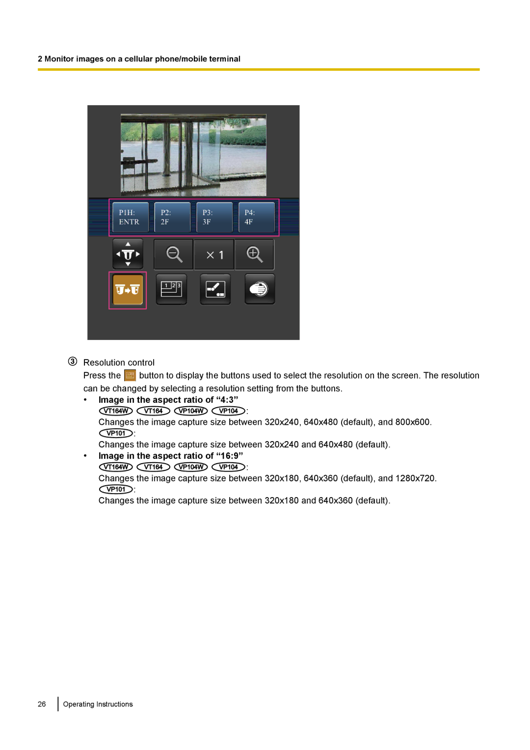 Panasonic BL-VP104W, BL-VT164W, BL-VP100 manual Image in the aspect ratio 