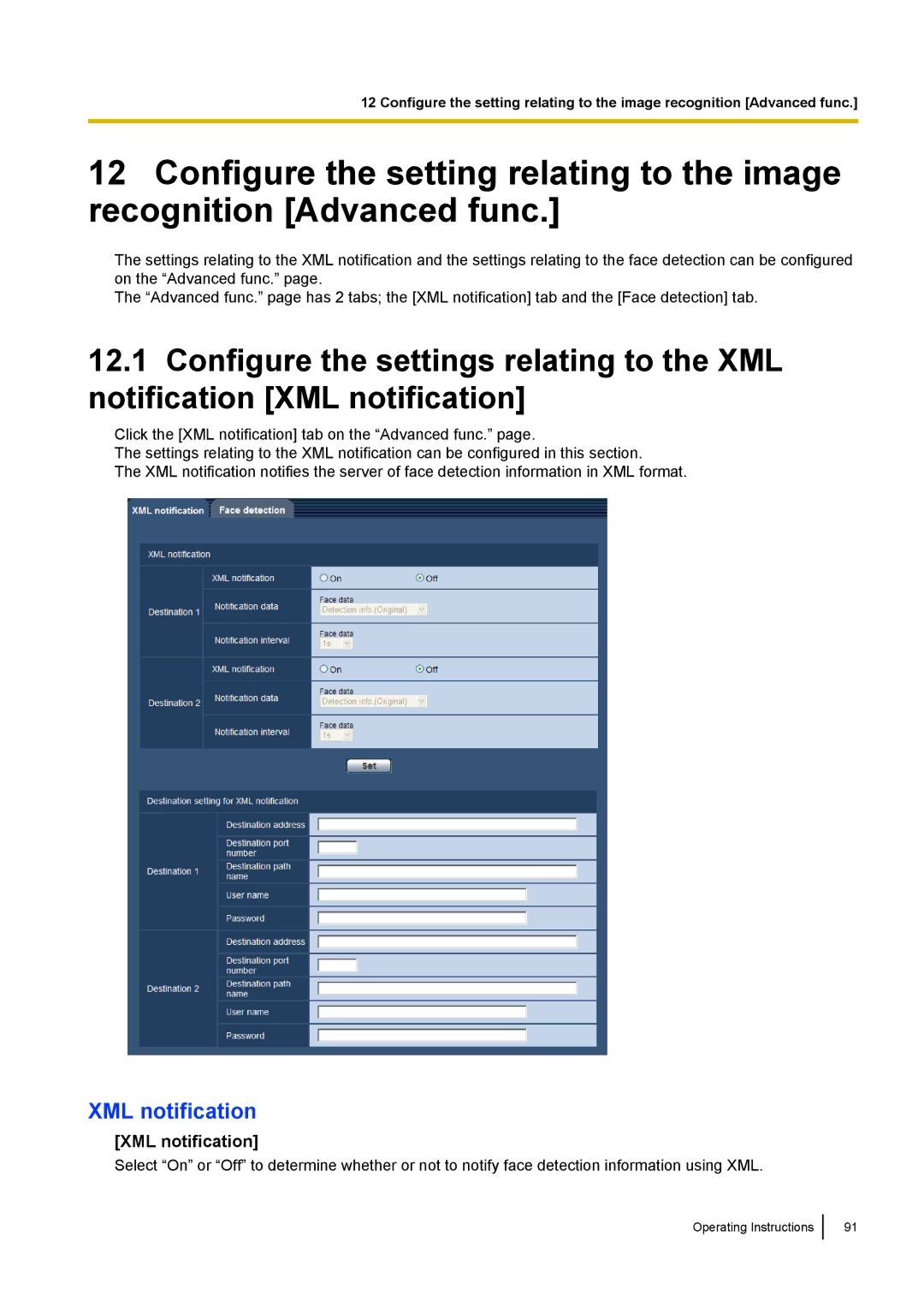 Panasonic BL-VP100, BL-VT164W, BL-VP104W manual XML notification 