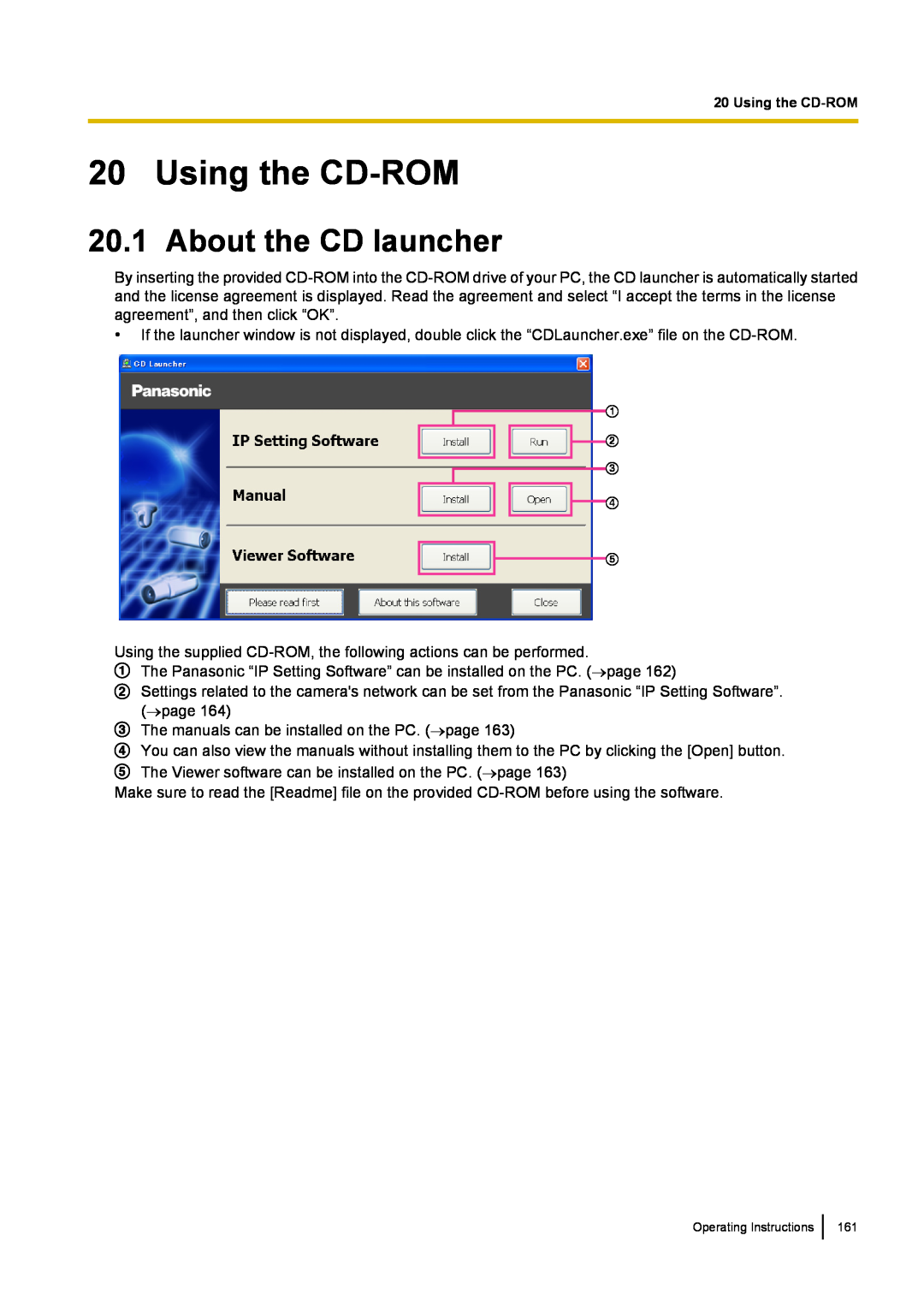 Panasonic BL-VT164W, BL-VP104W, BL-VP100 manual Using the CD-ROM, About the CD launcher 