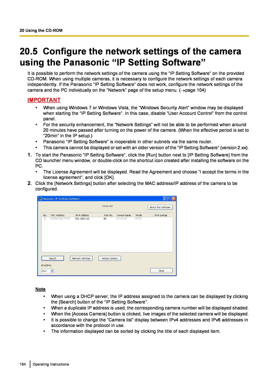 Panasonic BL-VT164W, BL-VP104W, BL-VP100 manual Operating Instructions 
