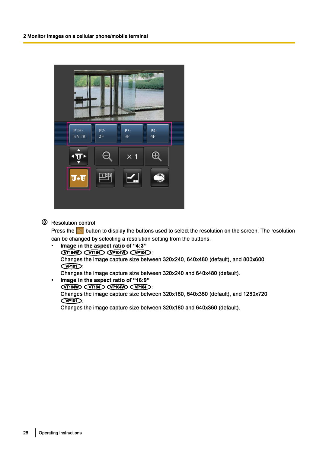 Panasonic BL-VP104W, BL-VT164W, BL-VP100 manual •Image in the aspect ratio of “4:3”, Image in the aspect ratio of “16 9” 