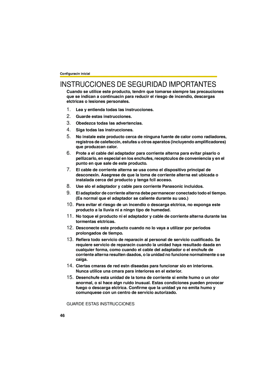 Panasonic BL-WV10 manual Instrucciones DE Seguridad Importantes 