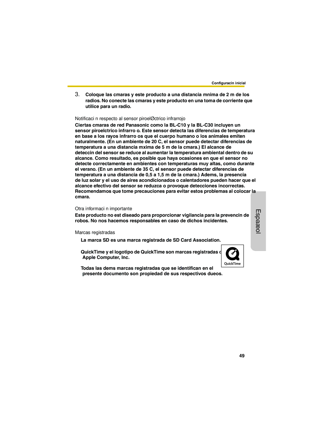 Panasonic BL-WV10 manual Notificación respecto al sensor piroeléctrico infrarrojo, Otra información importante 