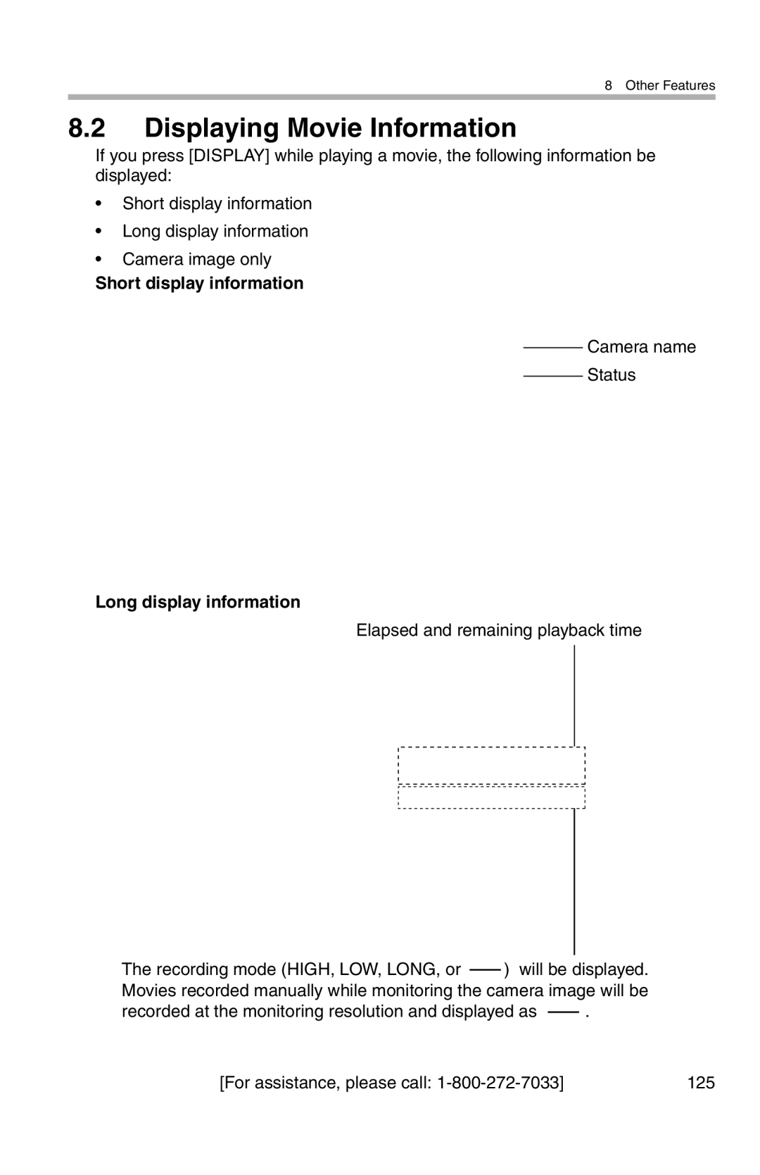 Panasonic BL-WV10A Displaying Movie Information, Camera name Status, Elapsed and remaining playback time 