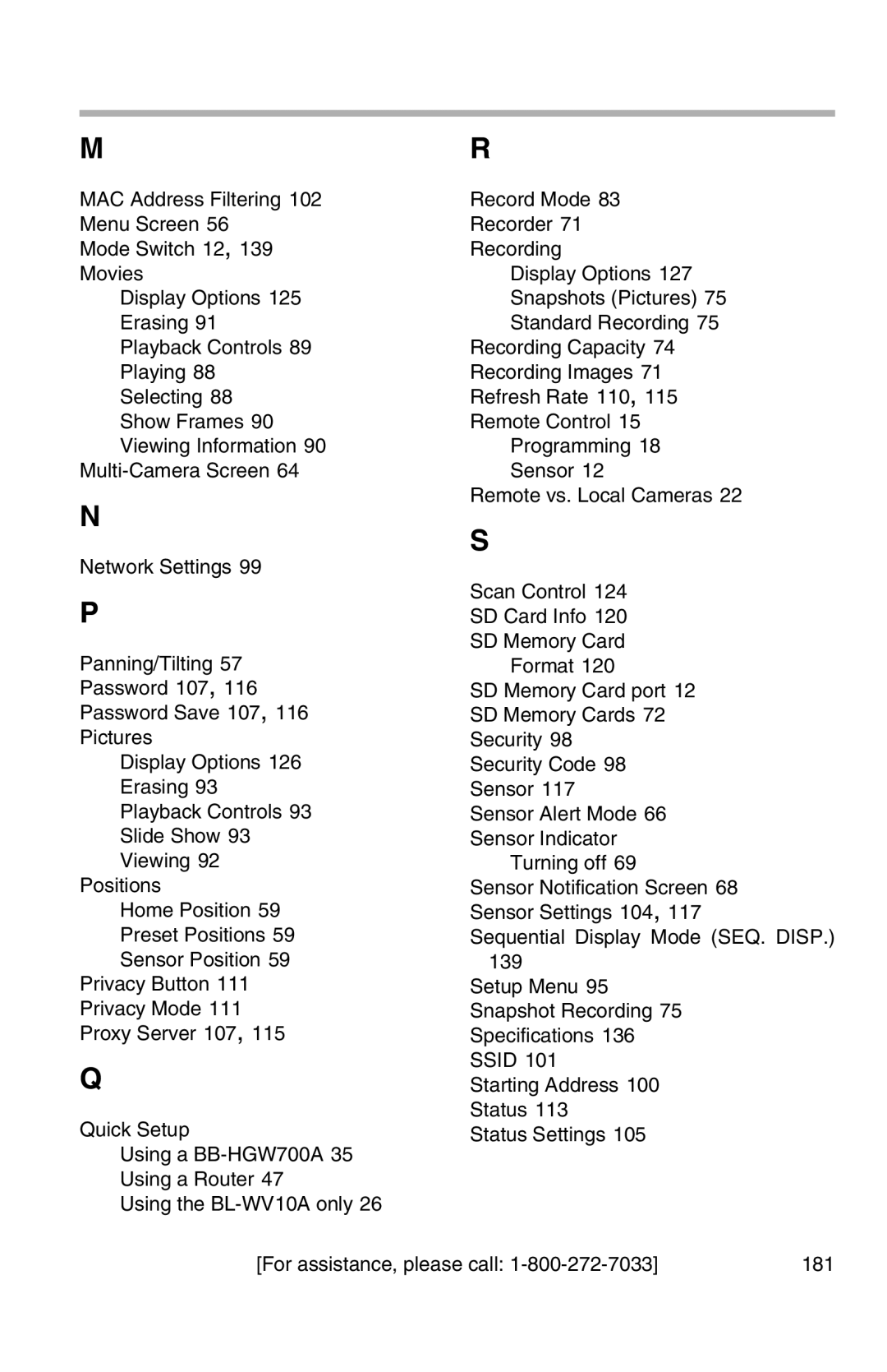 Panasonic BL-WV10A operating instructions 