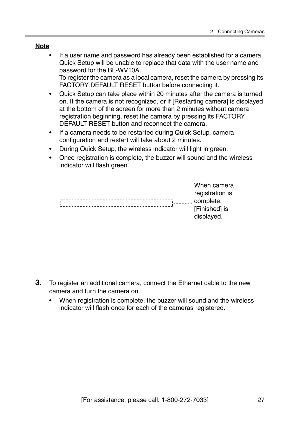 Panasonic BL-WV10A operating instructions For assistance, please call 