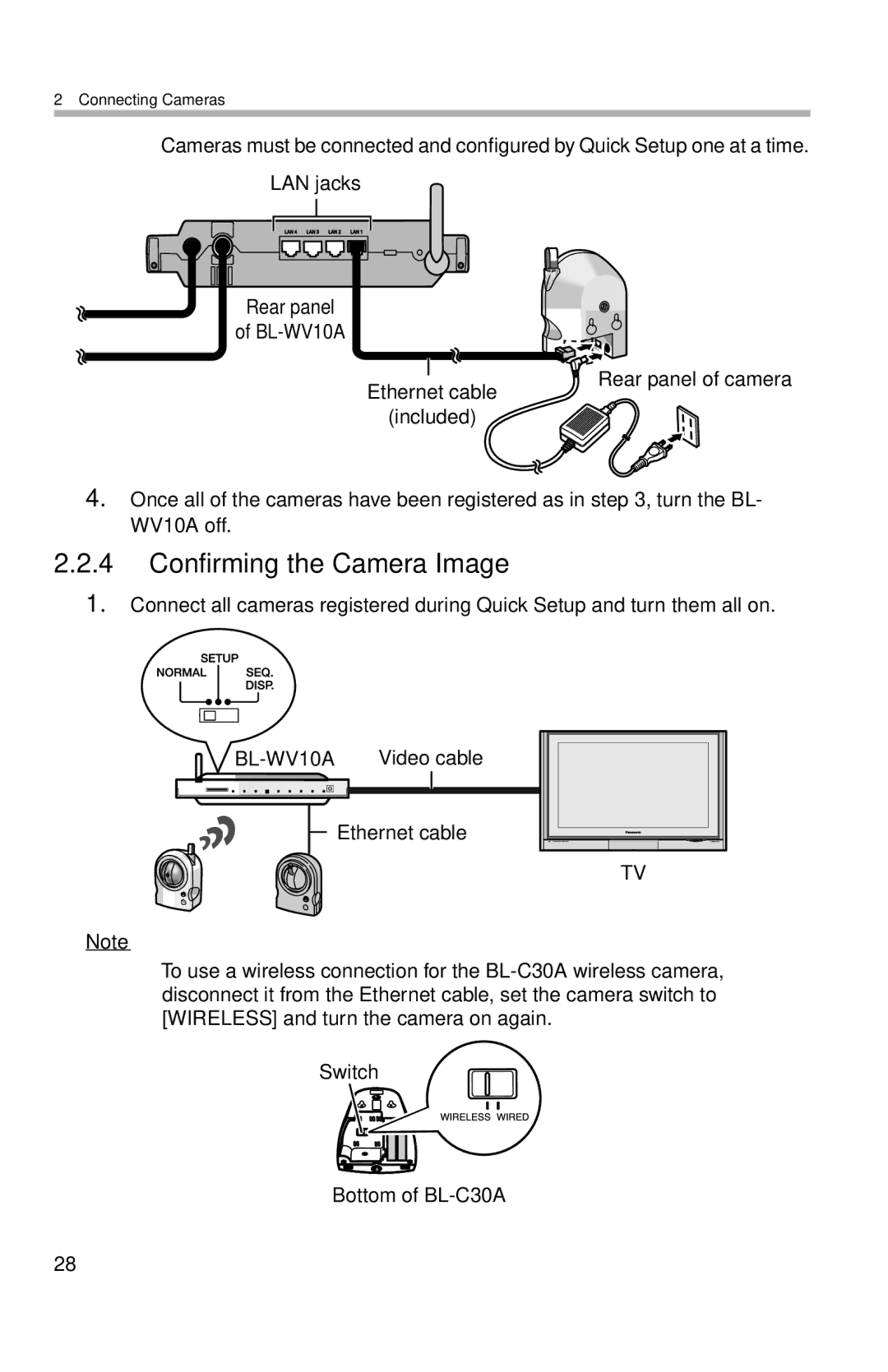 Panasonic BL-WV10A operating instructions Confirming the Camera Image 