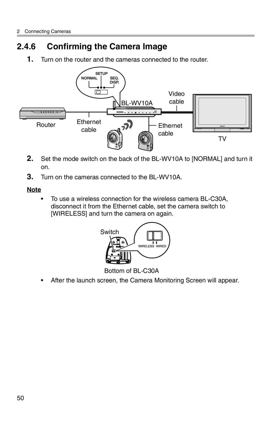 Panasonic BL-WV10A operating instructions Confirming the Camera Image 