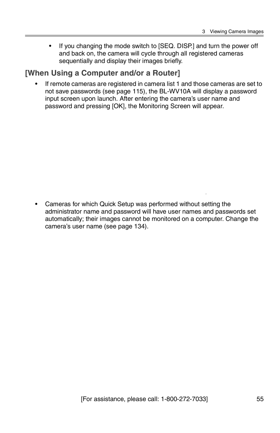 Panasonic BL-WV10A operating instructions When Using a Computer and/or a Router 