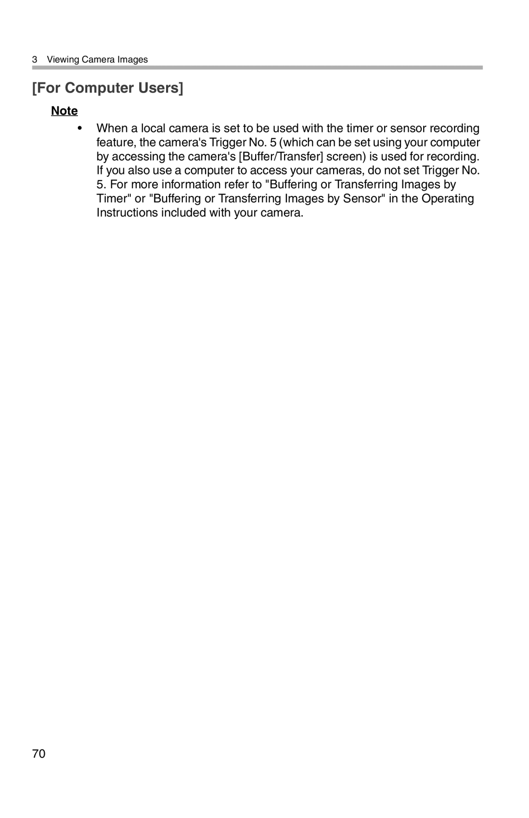 Panasonic BL-WV10A operating instructions For Computer Users 