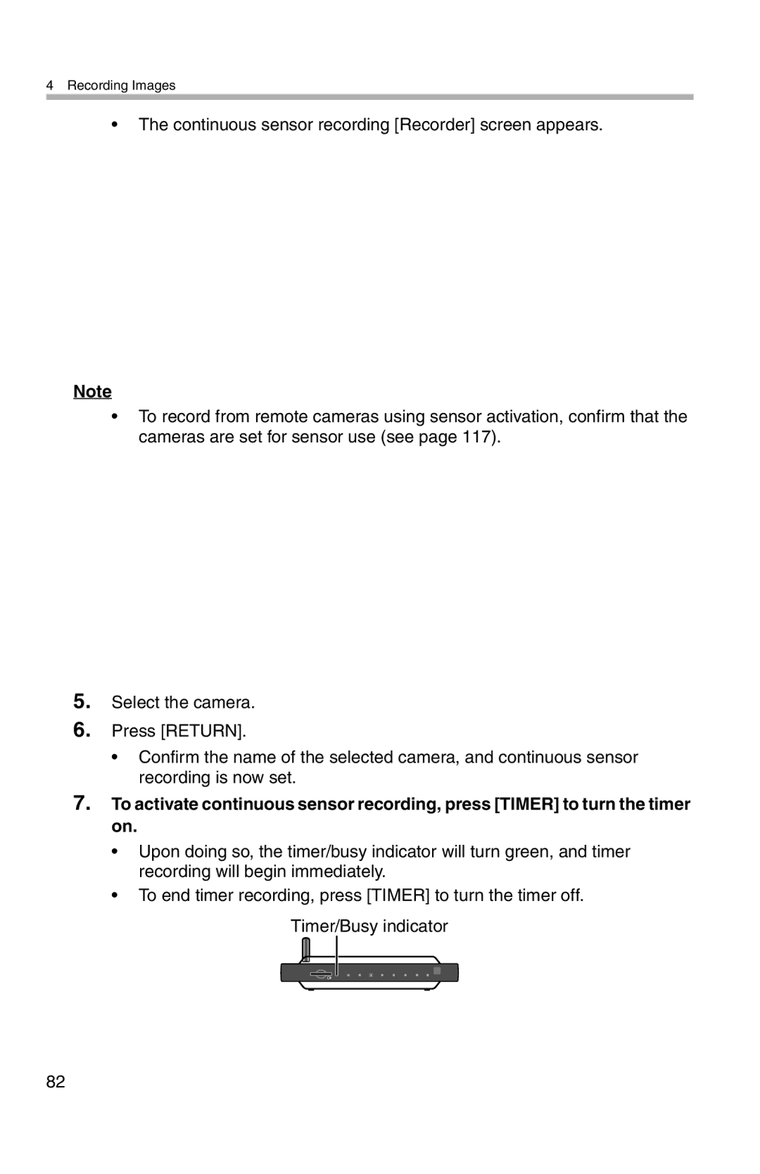 Panasonic BL-WV10A operating instructions Recording Images 