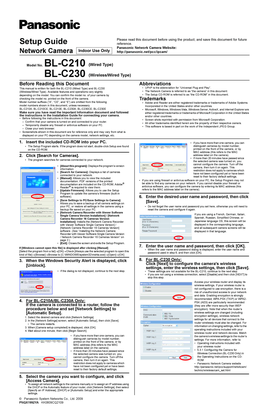 Panasonic BLC230 setup guide Before Reading this Document Abbreviations, Trademarks 