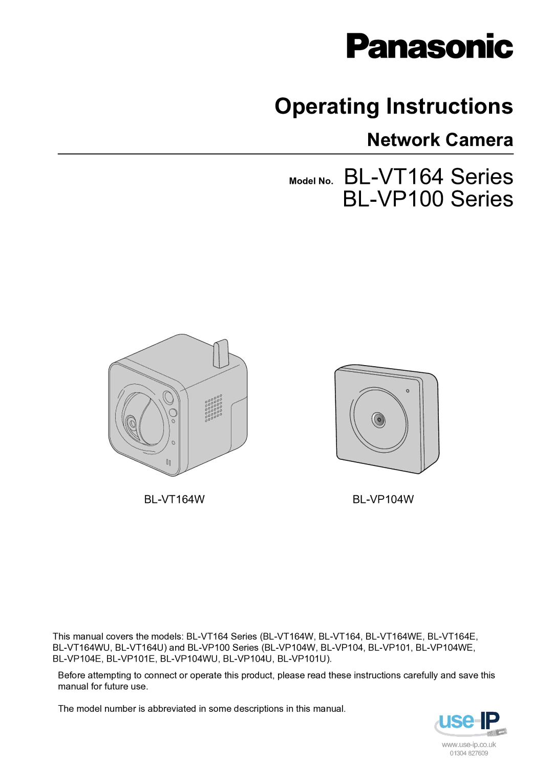 Panasonic BLVT164P operating instructions Operating Instructions, Network Camera 