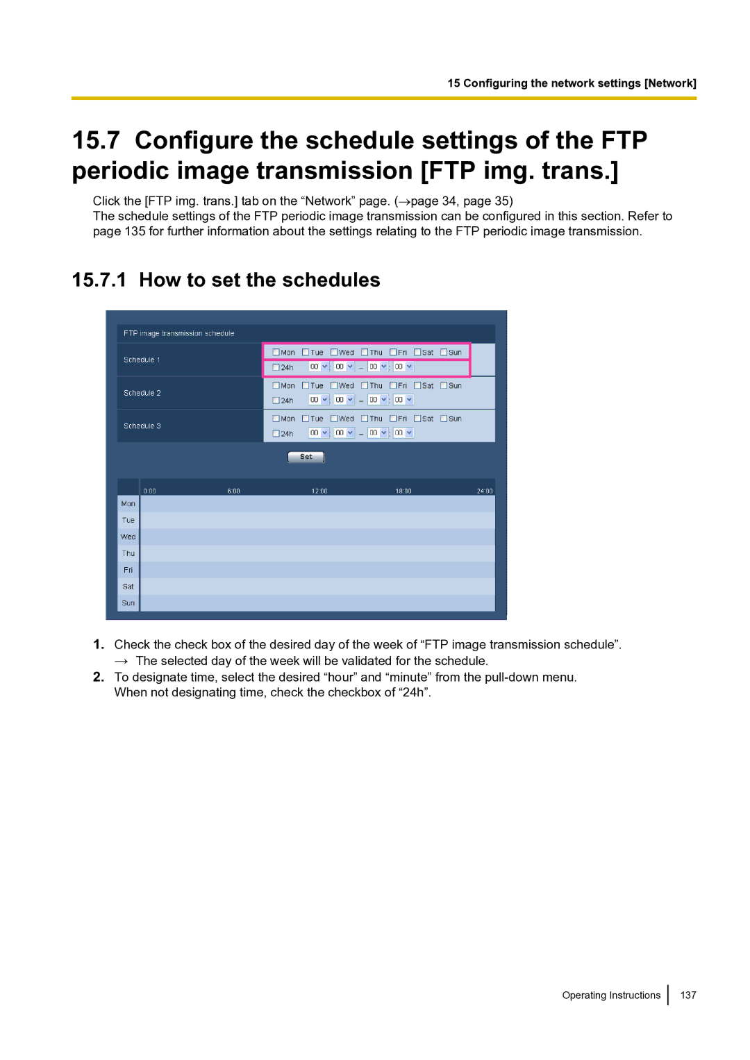 Panasonic BLVT164P operating instructions How to set the schedules 